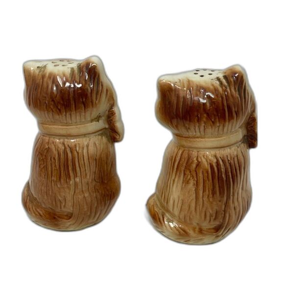 Vintage Green Eyed Chubby Kitty Cat Salt & Pepper Shakers Japan 1940s Kitch - Picture 2 of 6